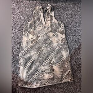 Beige snakeskin print shift dress